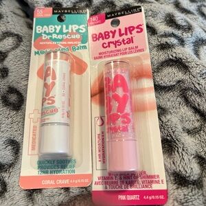 2 Maybelline New York Baby Lips Crystal Color 140 Pink Quartz, 55 Coral Crave